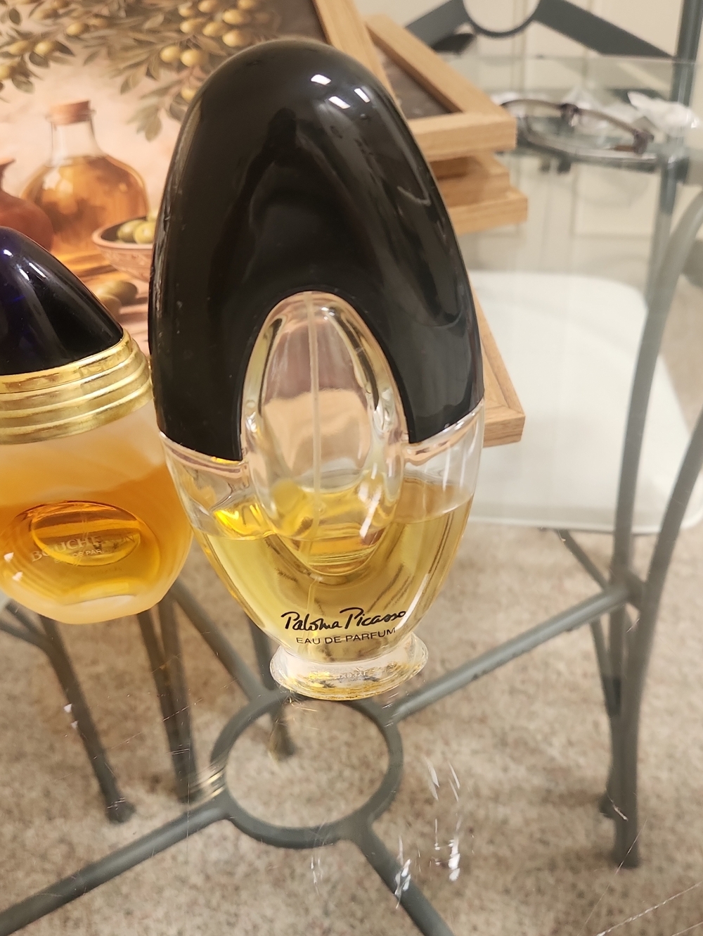 Paloma Picasso Black and Gold Perfume Bottle Accent